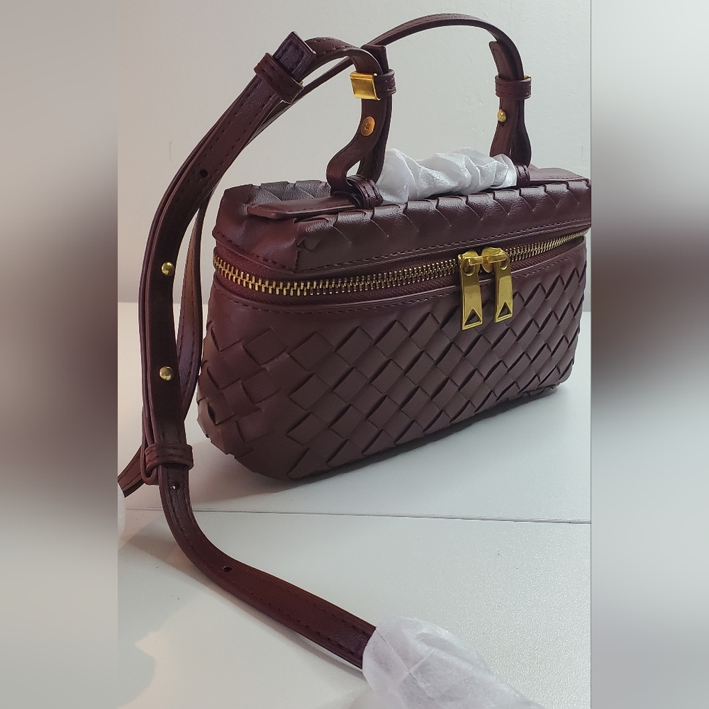Essence Of Bottega Designer Inspired Woven Leather Crossbody